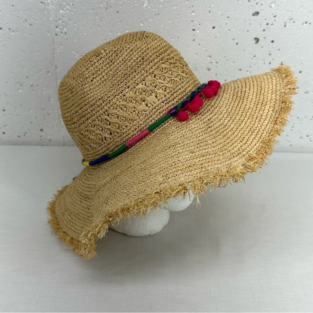 Caslon Rainbow Pom Tassel Straw Sun Hat